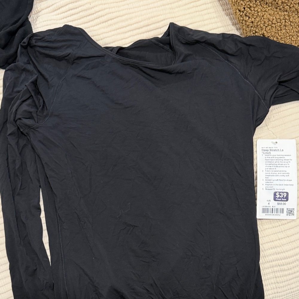 Lululemon Long Sleeve Deep Stretch Crew Neck Shirt - Black